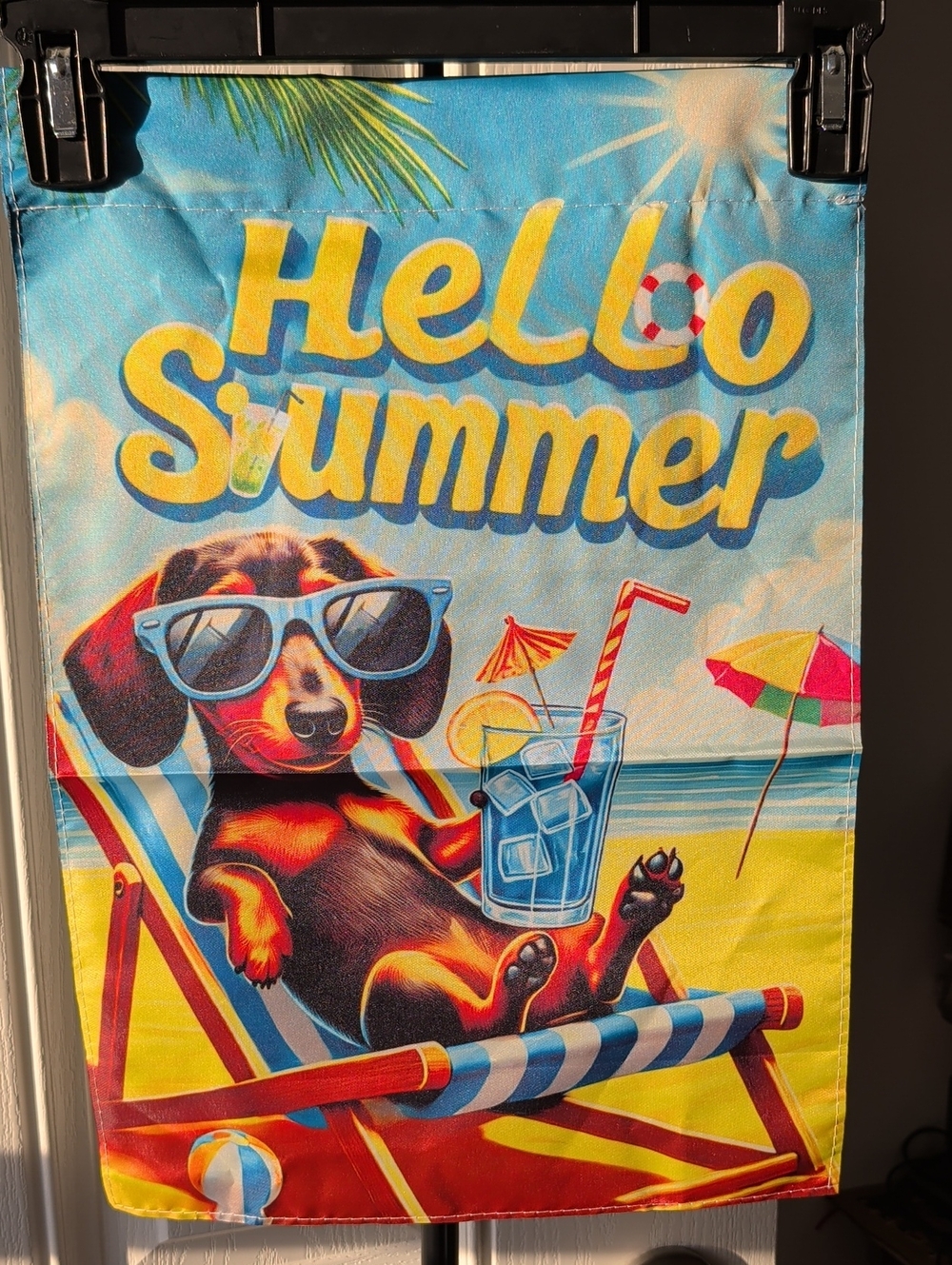 Hello Summer Dachshund Beach Flag
